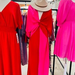 Red and Pink Maxi Dress